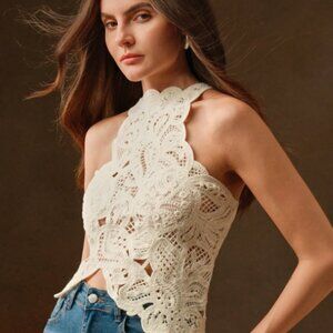 Halter Asymmetrical Hem Knitted Tank Top BN Medium